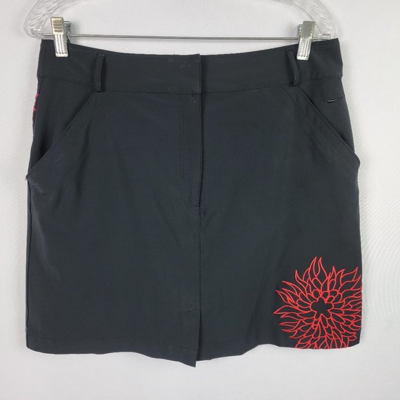 NIKE GOLF Women's M Skort Skirt Shorts Black Embroidered Pockets Stretch - Picture 1 of 9